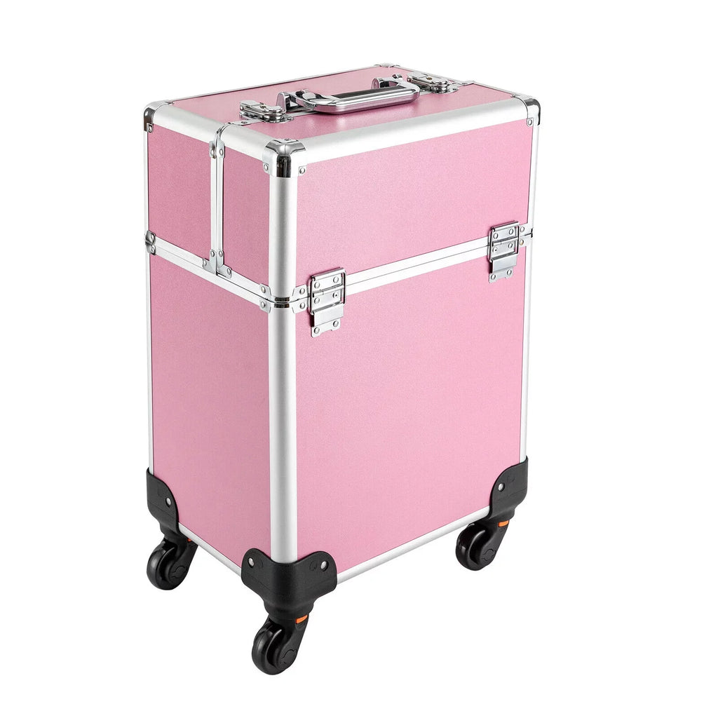 Makeup with Trolley Train 4-Tier Miumaeov Wheels Makeup Storage Cosmetic Professional Case Rolling Organizer