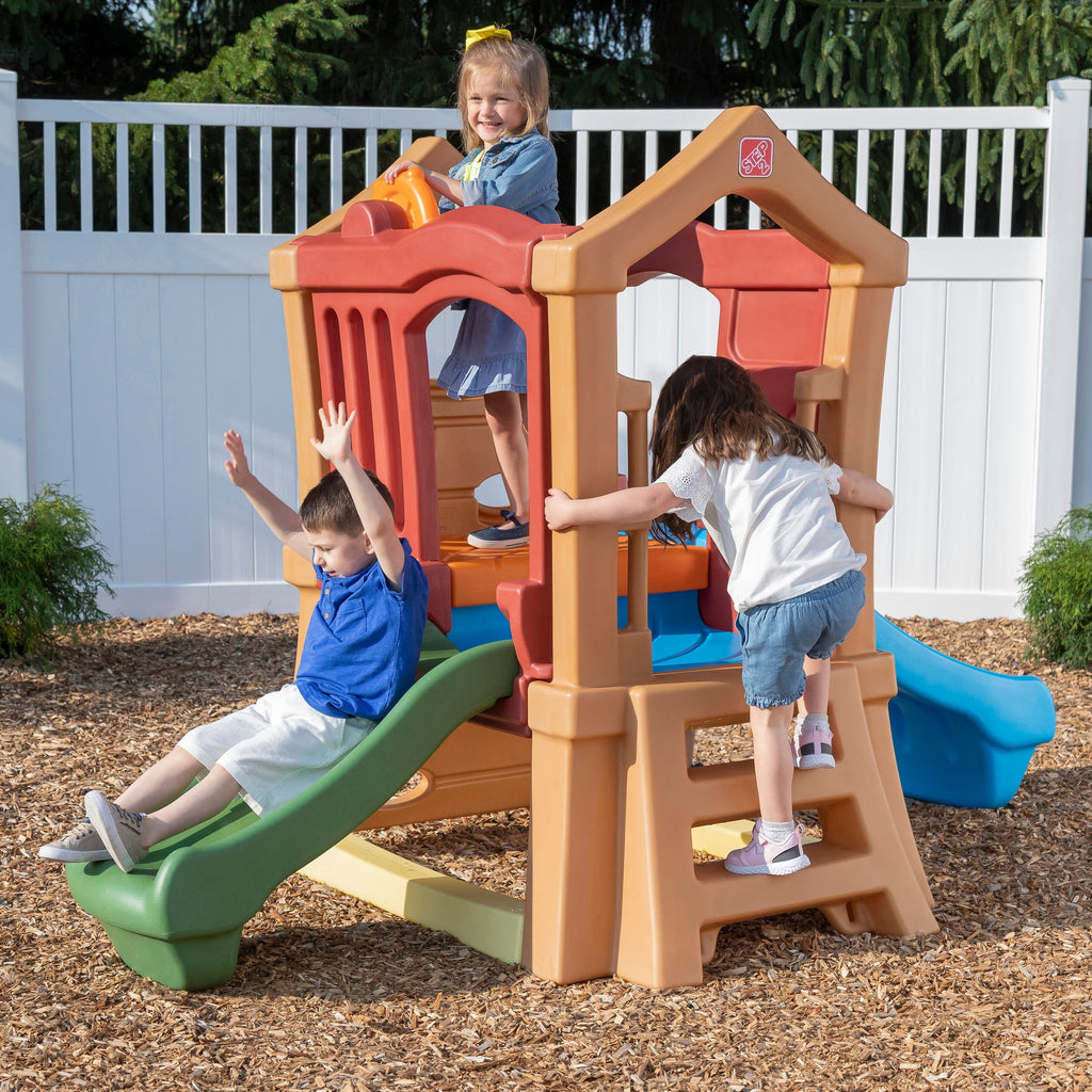 Toddlers Play Double Slide Climber, Up Step2