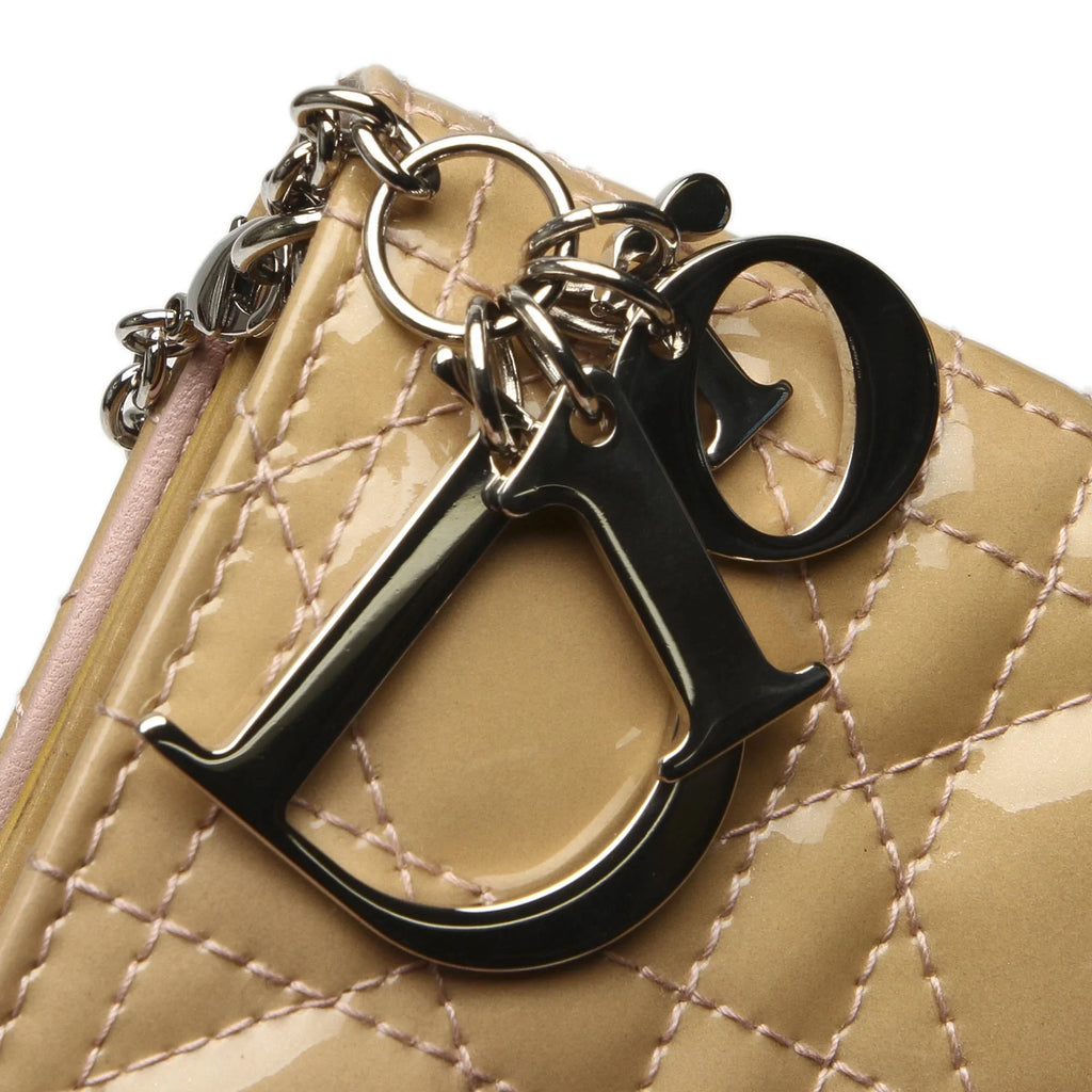 Chain Authenticated Bag Brown Patent Crossbody Leather Wallet Pre-Owned Dior (Good) on Women Cannage