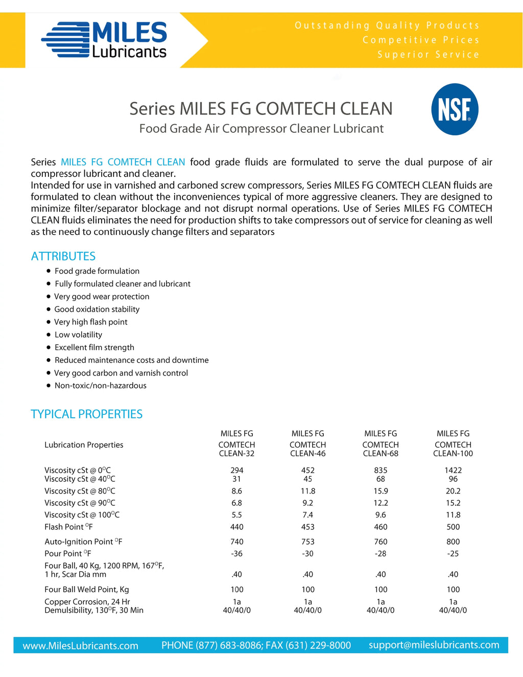 4*1 Synthetic Fg Compressor Grade Gallon 100 ISO Rotary Case Miles Fluid Clean Comtech Food