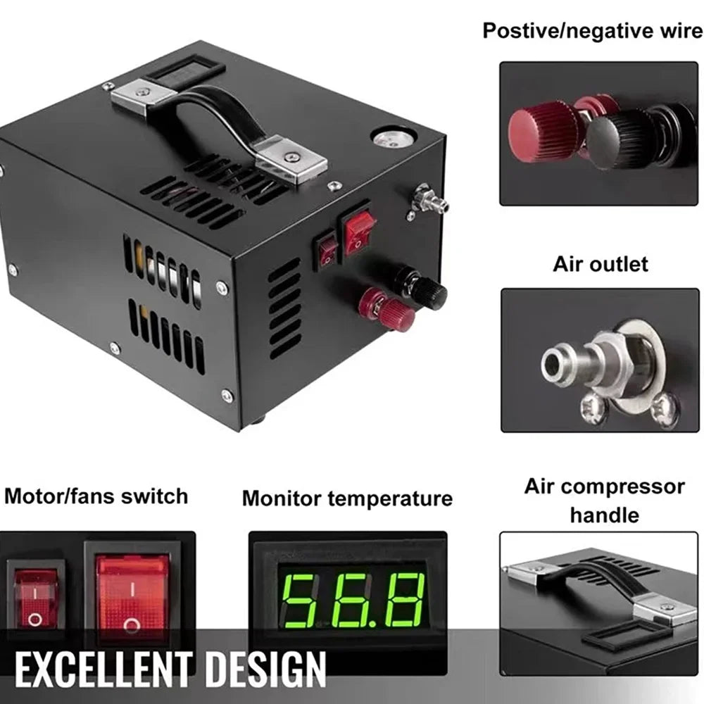 Electric Pressure Shutdown with Transformer Lixada Compressor Barometer Automatic Intelligent High 4500PSI Air Pump Portable
