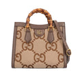 Brown Jumbo Leather Bag Pre-Owned Tote 660195 Women's Mini GG (Good) Bamboo Shoulder Diana 493075