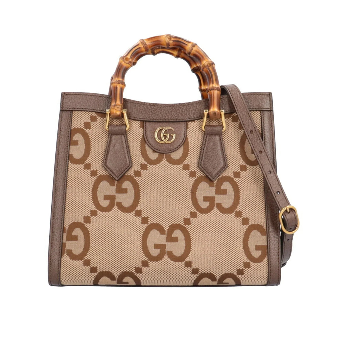 Brown Jumbo Leather Bag Pre-Owned Tote 660195 Women's Mini GG (Good) Bamboo Shoulder Diana 493075