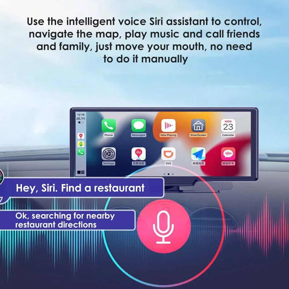 Lens Recording, KingFurt with Touch Dash Dual Camera Connectivity, 1080P Android Screen, T91 - 2K Enhanced WiFi Wireless Auto,