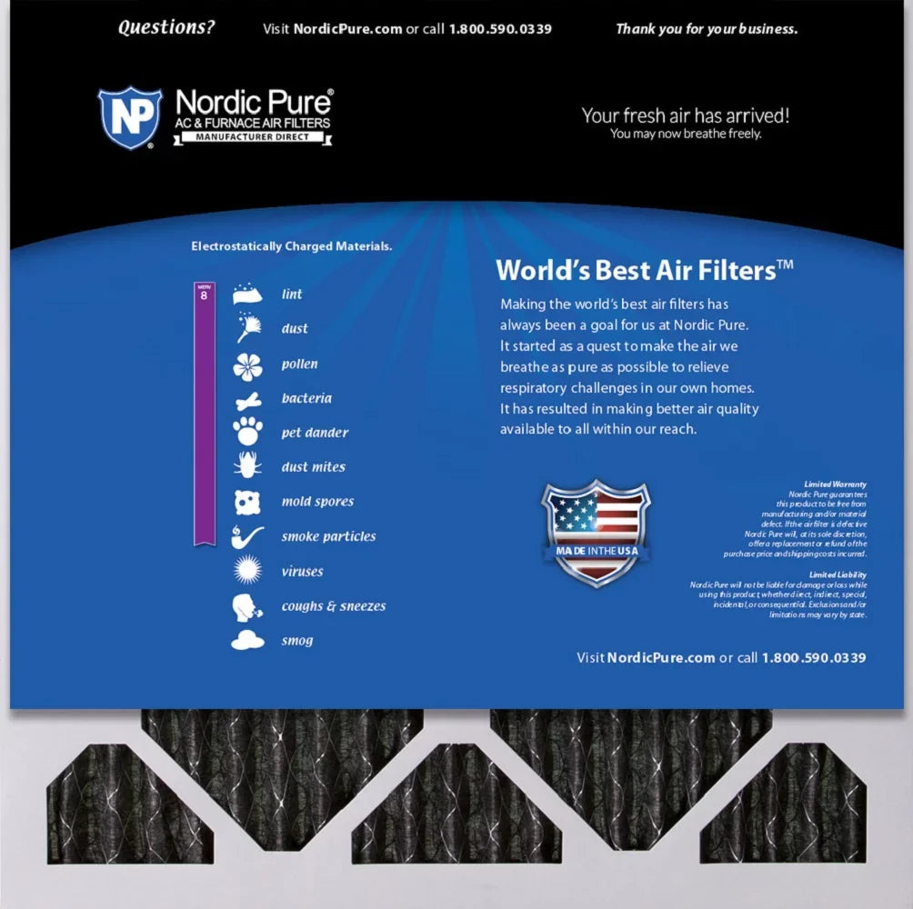 (19_1/2x19_1/2) Pleated Furnace MERV Pack Air Carbon Plus 20x20x1 Filters 12 8