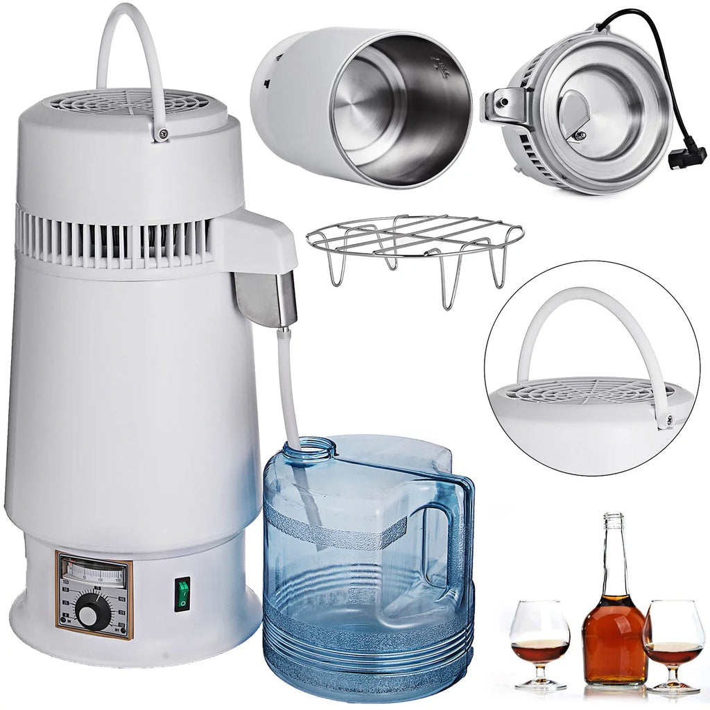 Design) Countertop Kit Connection Stainless Bottle liquid (Upgraded Steel Food-Grade 746W Home Gallon/4.3 Distillation VEVOR Outlet Container liquid 1 Distiller Distiller L Glass liquid