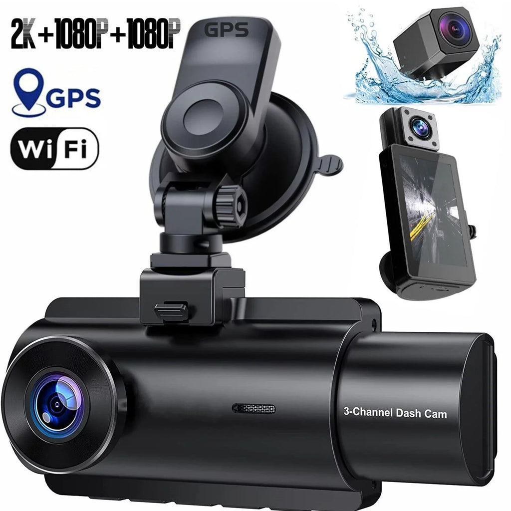 Recorder 4K Rear & Camera Cars Track Front True 3 Video Lens Dual WiFi&GPS Dash
