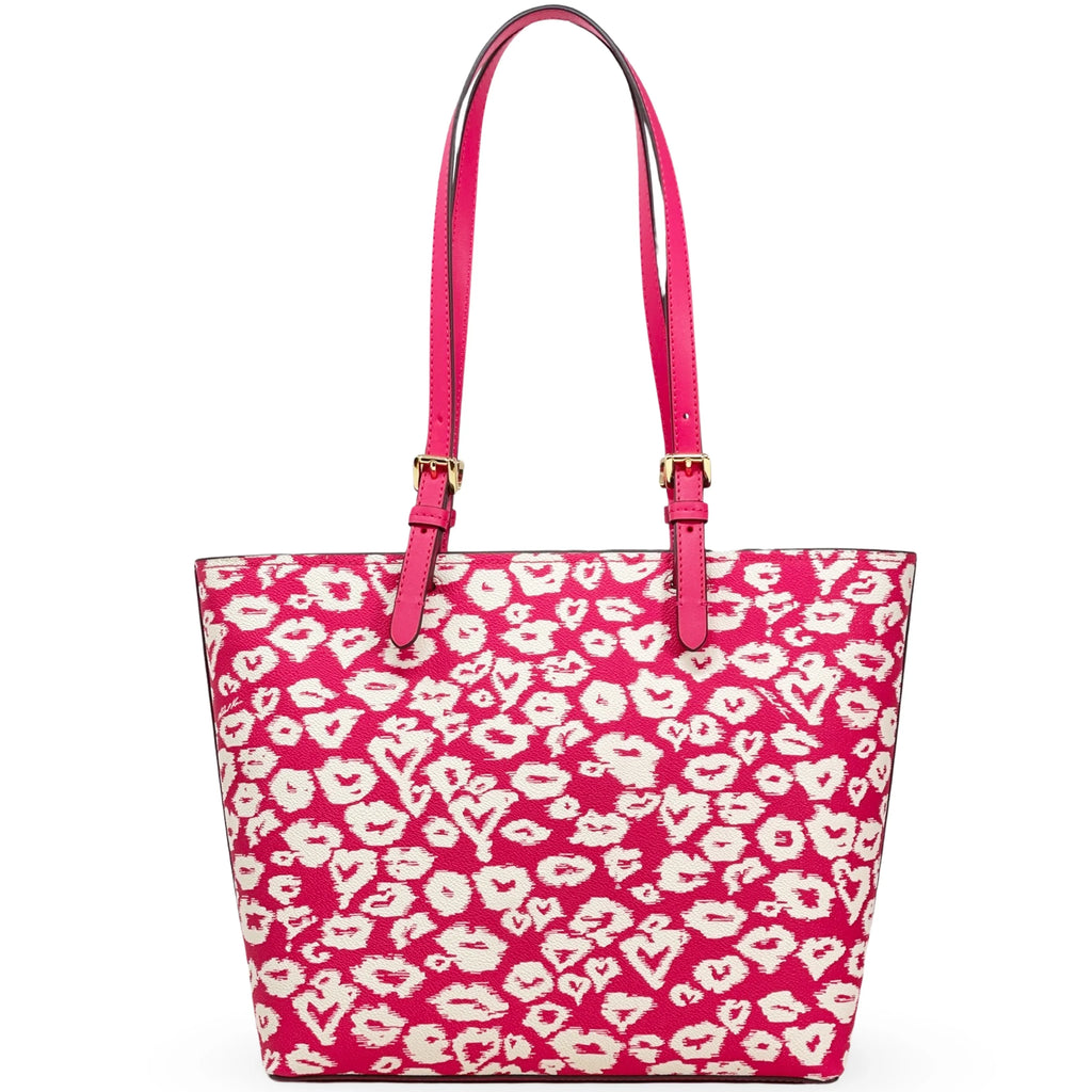 Coated Pink (Electric Double Printed Medium Canvas Pocket Kors Jet Tote Michael Multi) Set Travel Women's