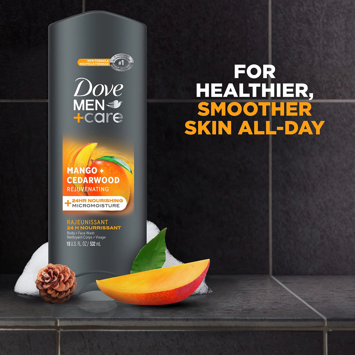 Cedarwood Care 4 Men Dove Count With Oz Wash 18 + Micromoisture Body Mango Nourishing 24-Hour + Rejuvenating Technology Men For