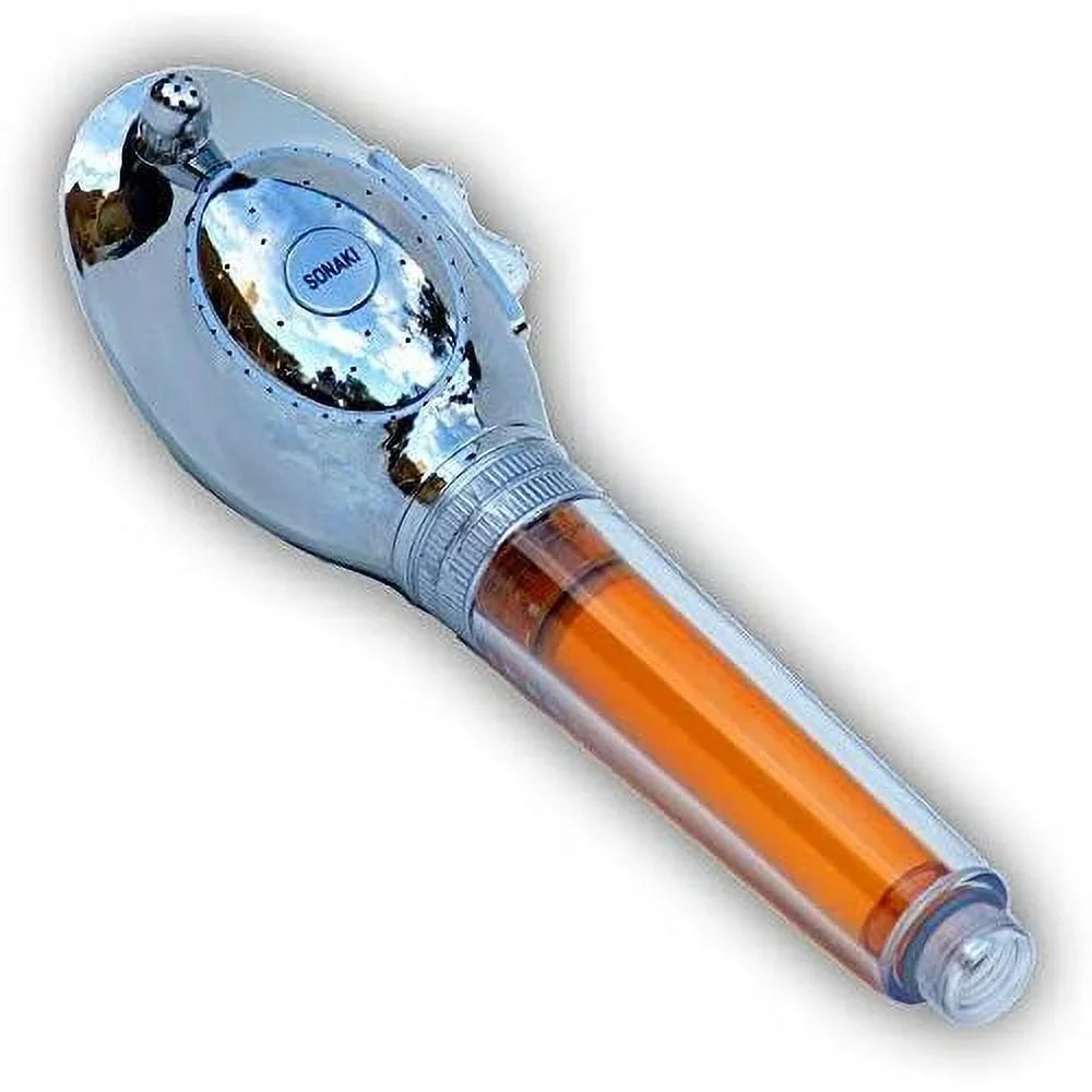 chlorine of shower filter included and liquid removes pressure 99.9% with chloramines - 2 filters - shower high - up head flow by to low