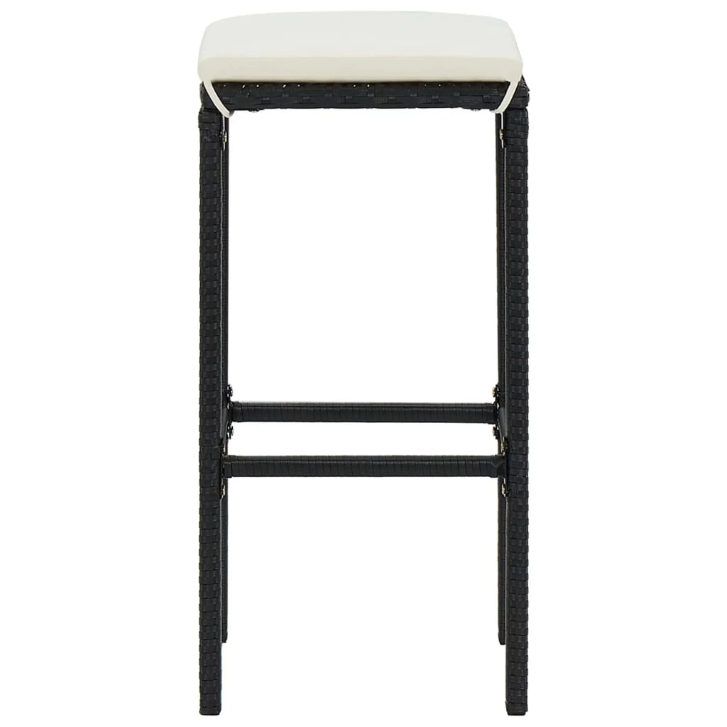 Table Terrace, and Cushioned Bistro, Set 3 Dining 2 Piece Black Backyard, Set Stool Garden Dcenta Pub, Shelf Chairs Storage Poly with Rattan Patio Bar for