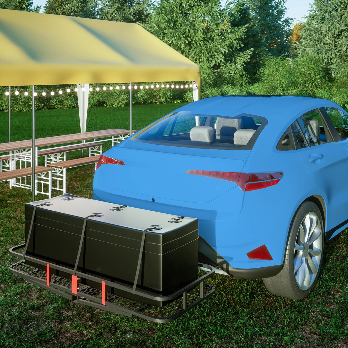 Trailer, 6" 24" Mounted Truck Car 60" x Cargo SUV Folding with Capacity Cargo Black Basket Hitched for 500lb x Net,
