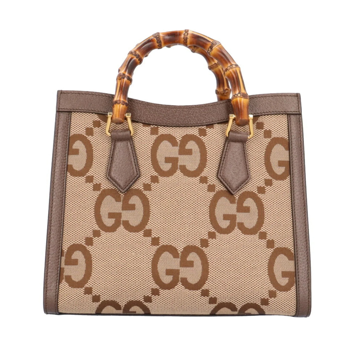 Brown Jumbo Leather Bag Pre-Owned Tote 660195 Women's Mini GG (Good) Bamboo Shoulder Diana 493075