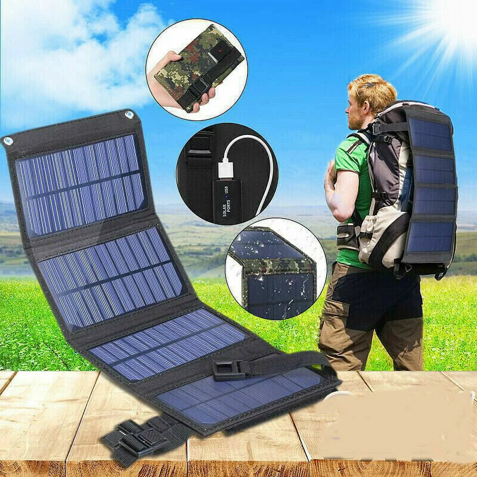 Portable iPhone, Laptop, Solar Caravan Power Panel for exterior Ipad, Travel Foldable 80W RV MDHAND Suitable Camping Suitable USB Port, Station, for