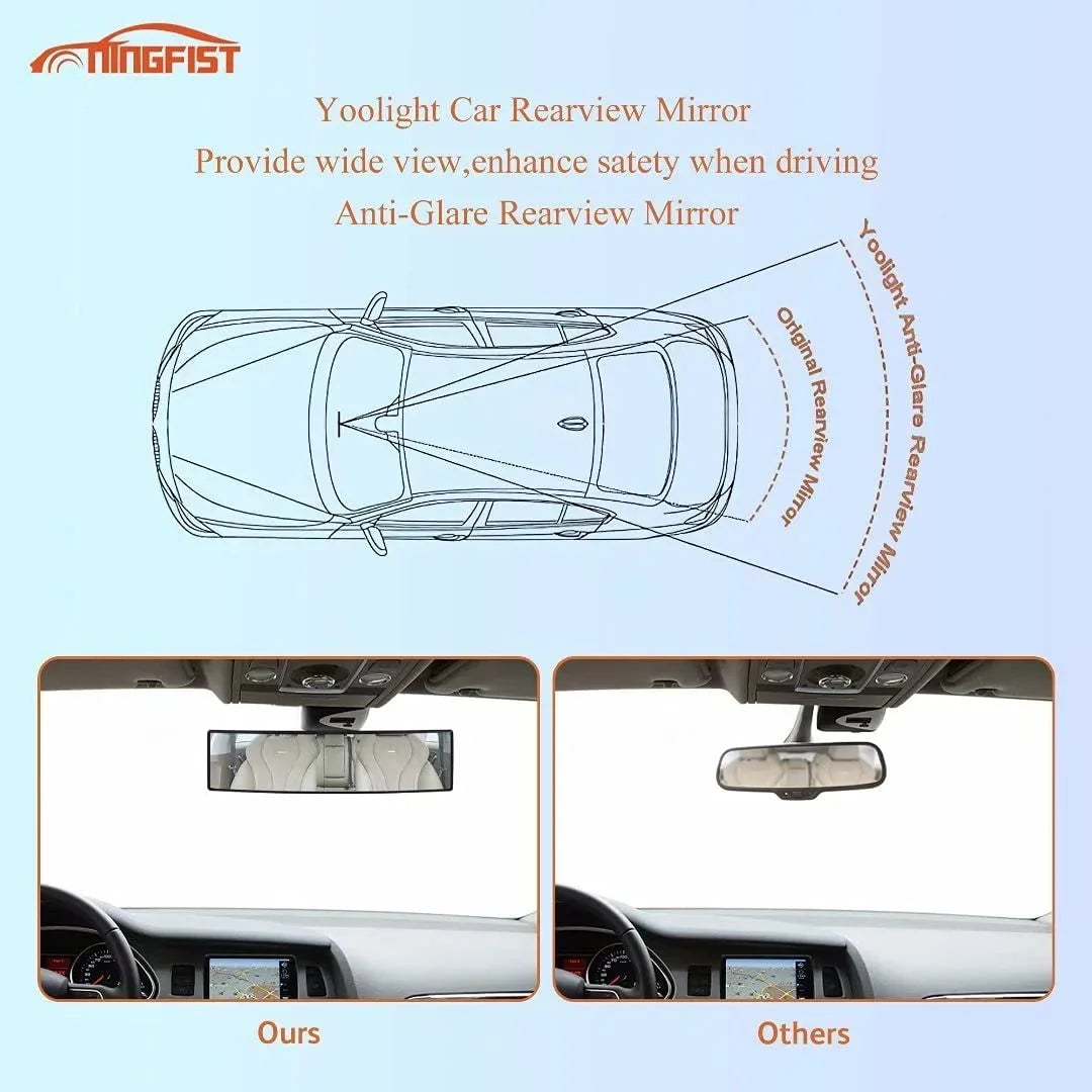 NINGFIST Anti Car Angle Mirror Interior Wide Car view Mirror for Rear Glare Mirror Rearview Accessories SUV Blindspot Mirror Convex Universal Panoramic Broadway Trucks.