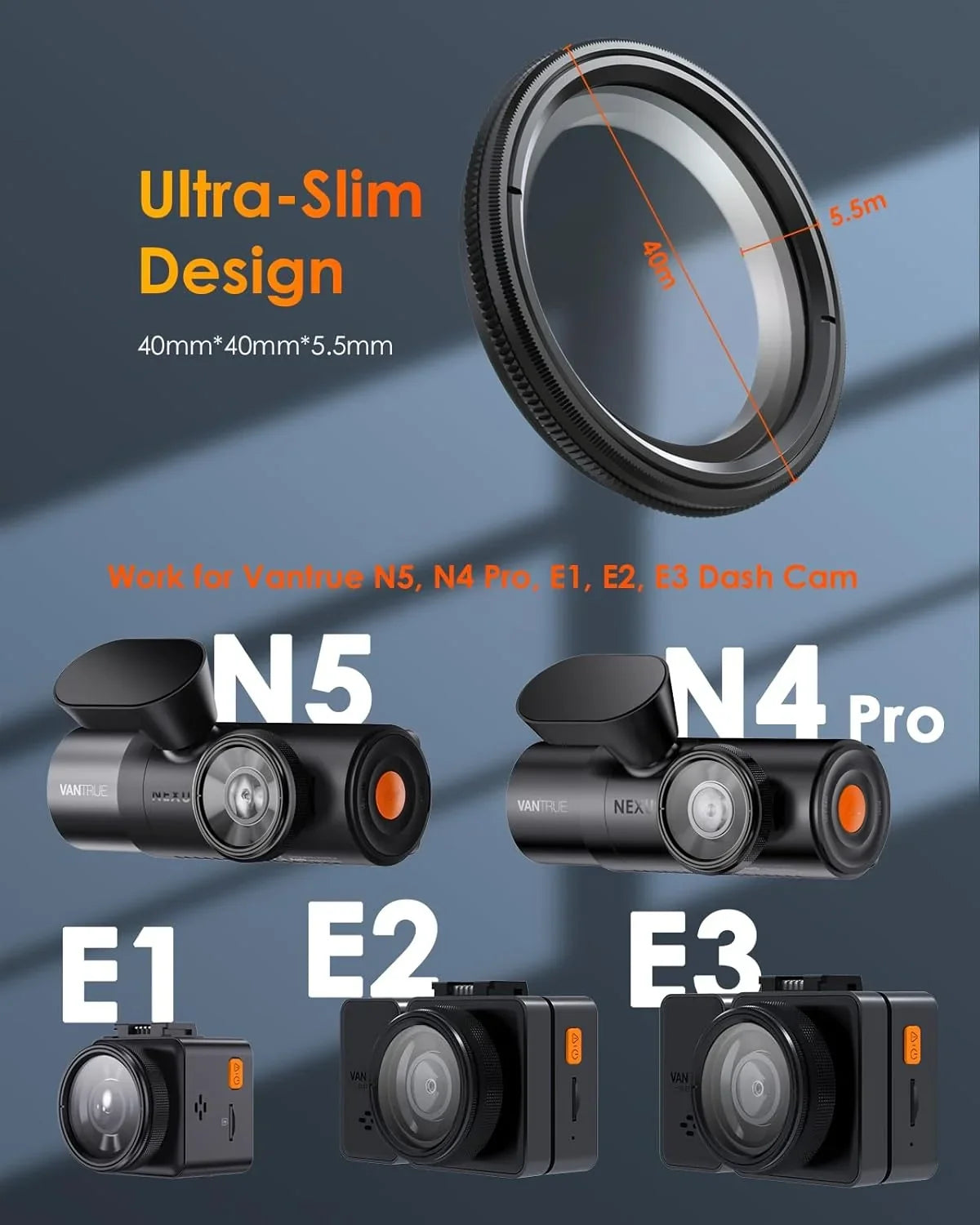 Filter E3, E2, Dash Lite, for Reduce Glare N4 Circular 40mm Polarizer Pro CPL Ultra-Slim Cam, E1, N5 E1