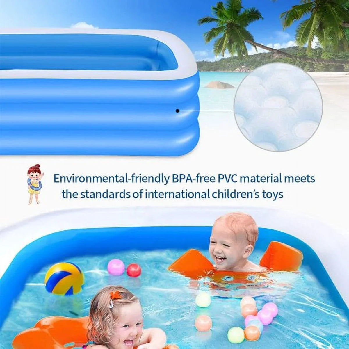 Inflatable Swimming Above SUGIFT and 120" x for x 22" Pools 72" Pool Ground Kids Adults