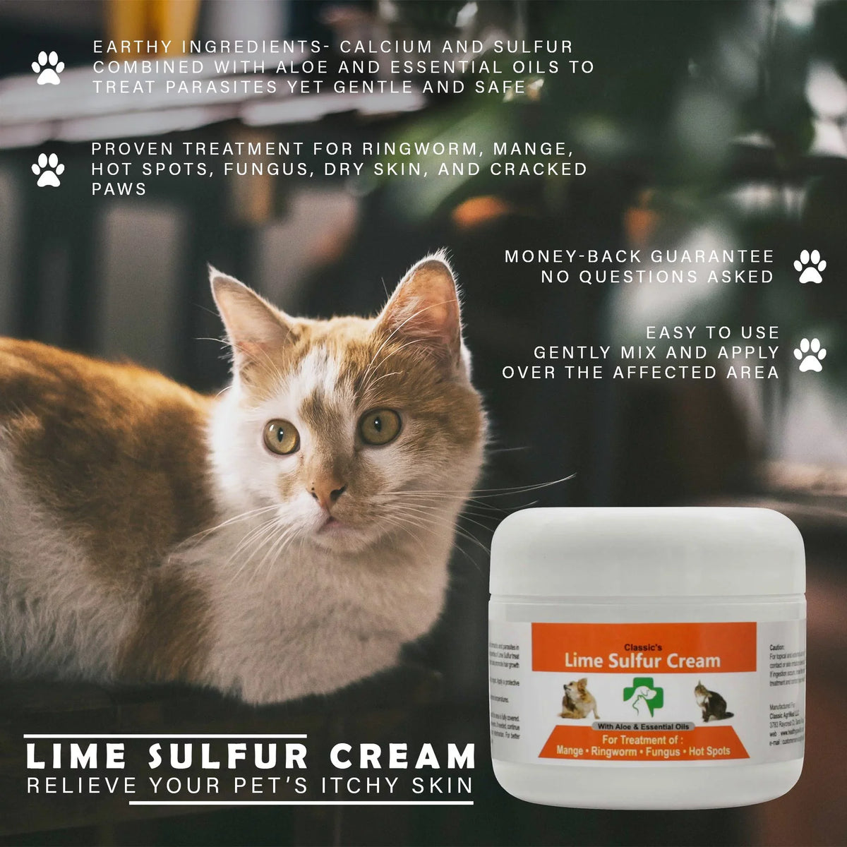 2) Skin Pet Care Lime Healthy Life oz x Cat, (2 - (2 Itchy Puppy, 2 and (2 for x Ointment Dip Kitten, 2) oz oz Skin Cream Jars) Sulfur Paw Safe x Dog, Horse - Pet for Dry Ointment -