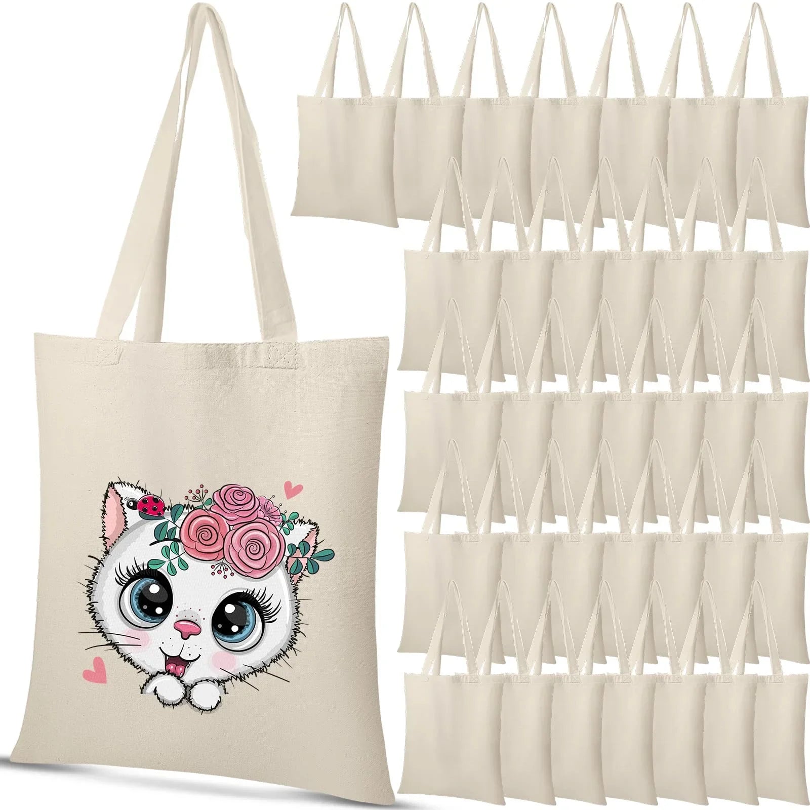 Blank Pack Canvas with 15 Gift 13 x Reusable Bag Bag 36 Bulk Inch Christmas Cloth Handles DIY Bag Cotton Lightweight for Grocery Tote for Shopping Crafts Activity Women Advertising
