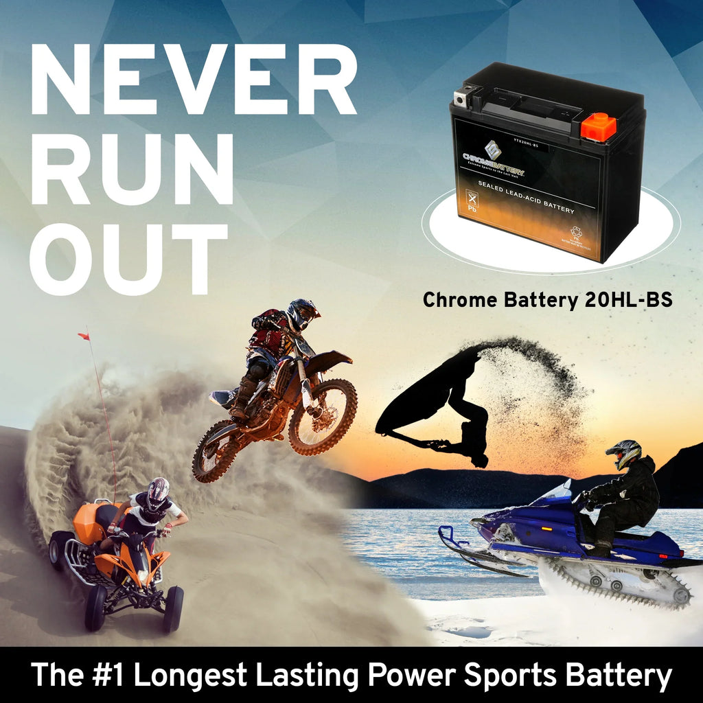 Battery 12 Js550 Battery Kawasaki YTX20HL-BS for Ski 1983 550cc Chrome Volt,18 Ah, Jet (20HL-BS CCA) 310