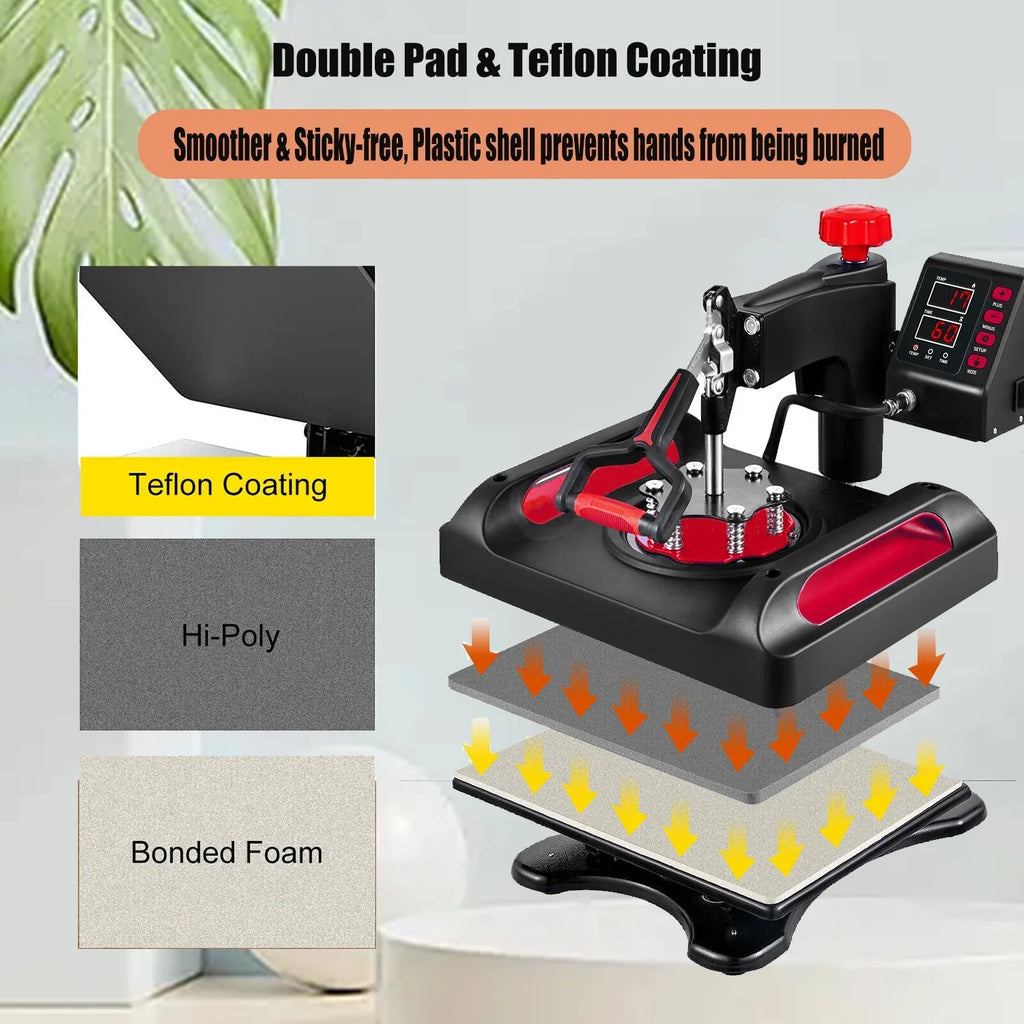 Inches Red Swing Control Transfer Printer 360 Sublimation 8 Precise Digital Pillow, 15 Away 15 Canvas Machine Press Bag, Printer, for x Heat 1, Printing, Banner Vinyl in LCD T-Shirts, Transfer