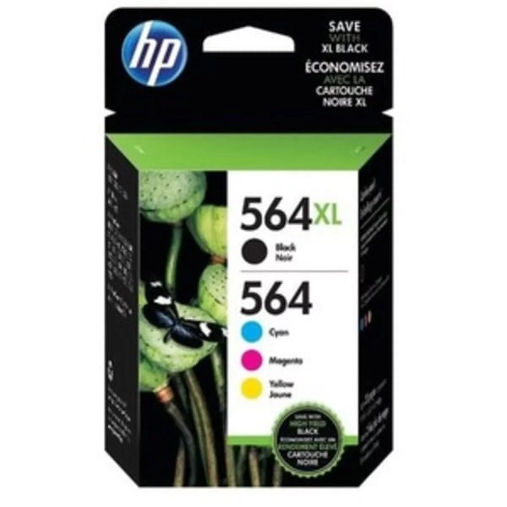 564XL Ink Black HP of High-Yield Cyan/Magenta/Yellow and 564 HP 4 Cartridges, Pack