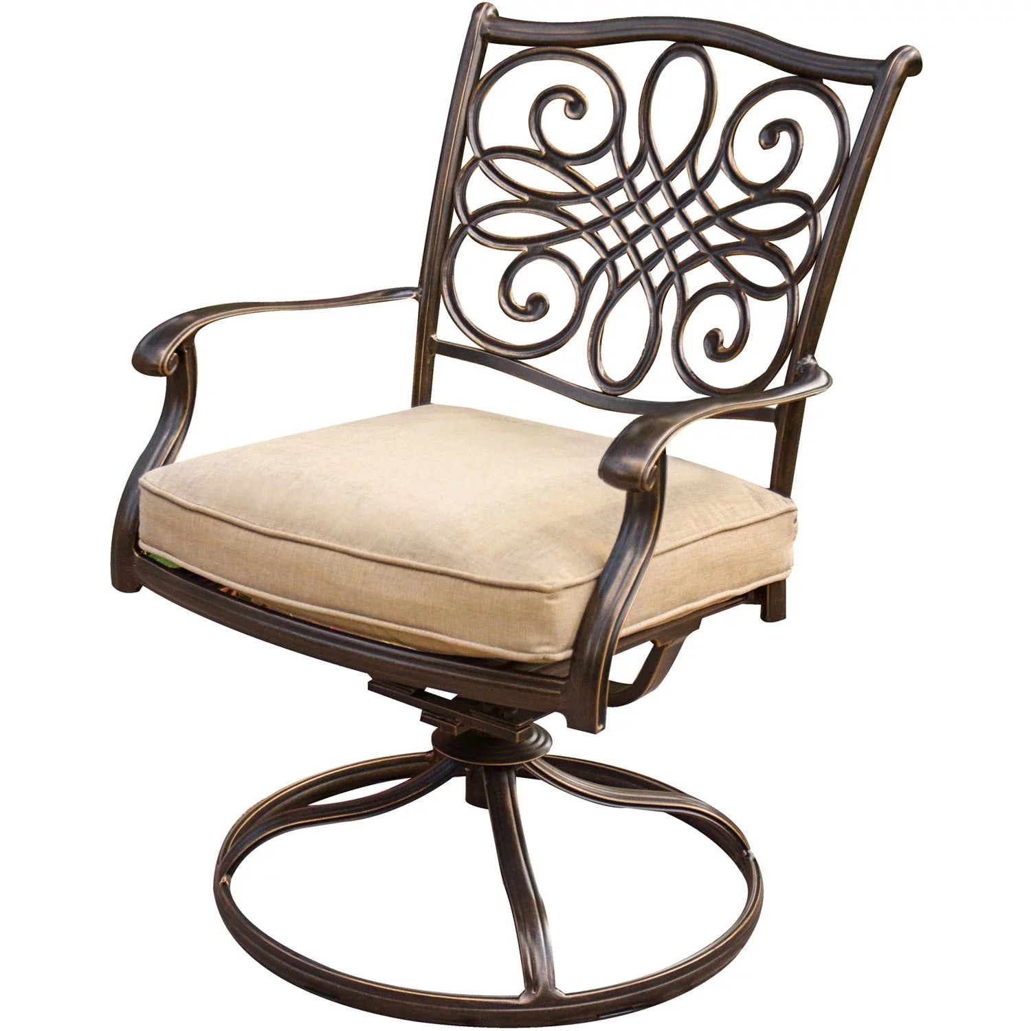 Table Two in. Seasons Swivel Set, Bistro Tan Aluminum 3-Piece Rockers,32 Dining Cambridge Round