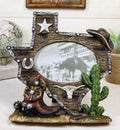 Map State Texas Rustic Cactus Picture 4"X6" Longhorn Boot Western Cowboy Frame