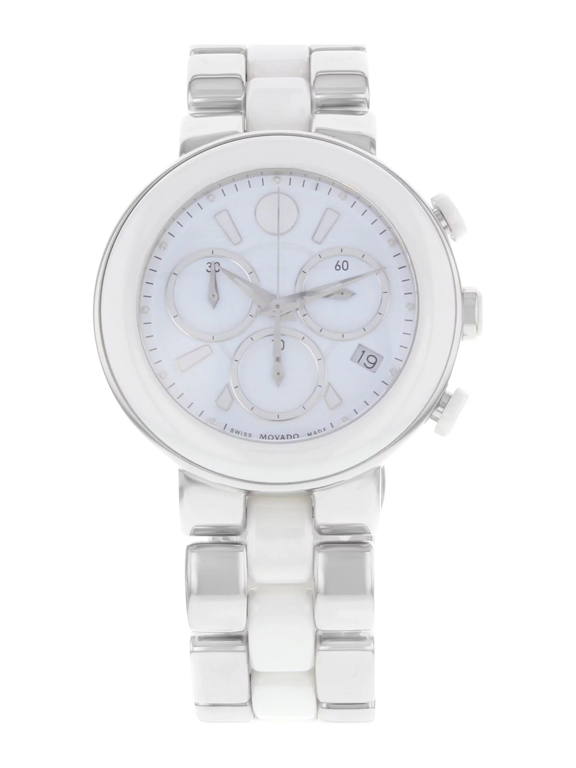 White Ladies Ceramic Watch Cerena Movado Chronograph 0606758