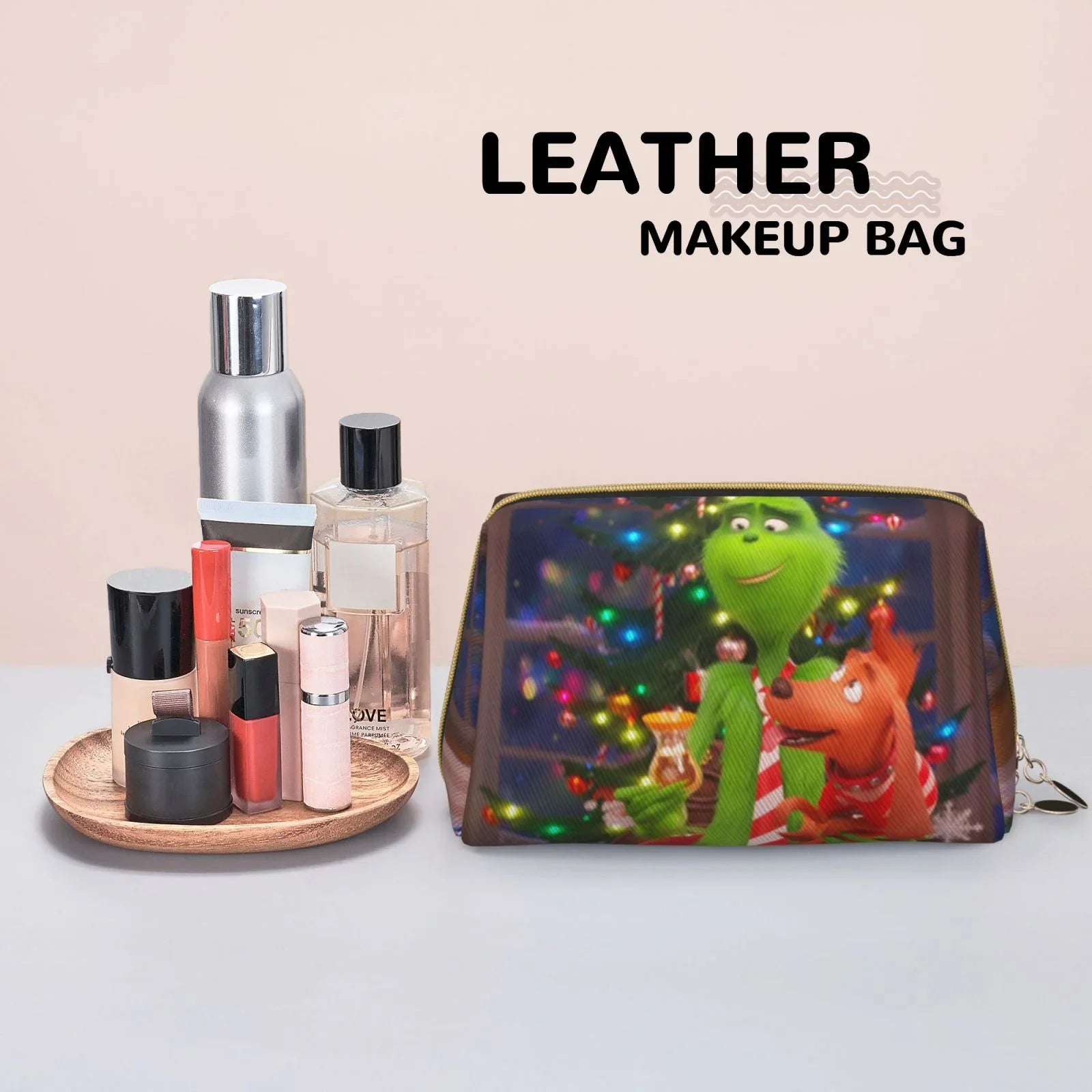 Toiletry Purse Pouch Organizer Leather Portable Storage Makeup Film Travel Grinch Bag Bag Gift Cosmetic