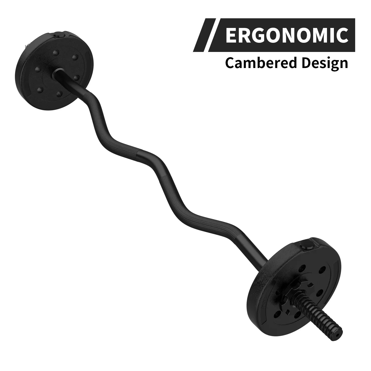 220-Pound Black Bar Plates, Capacity, for FIXTECH Collars with 47'' Olympic All Standard Curl