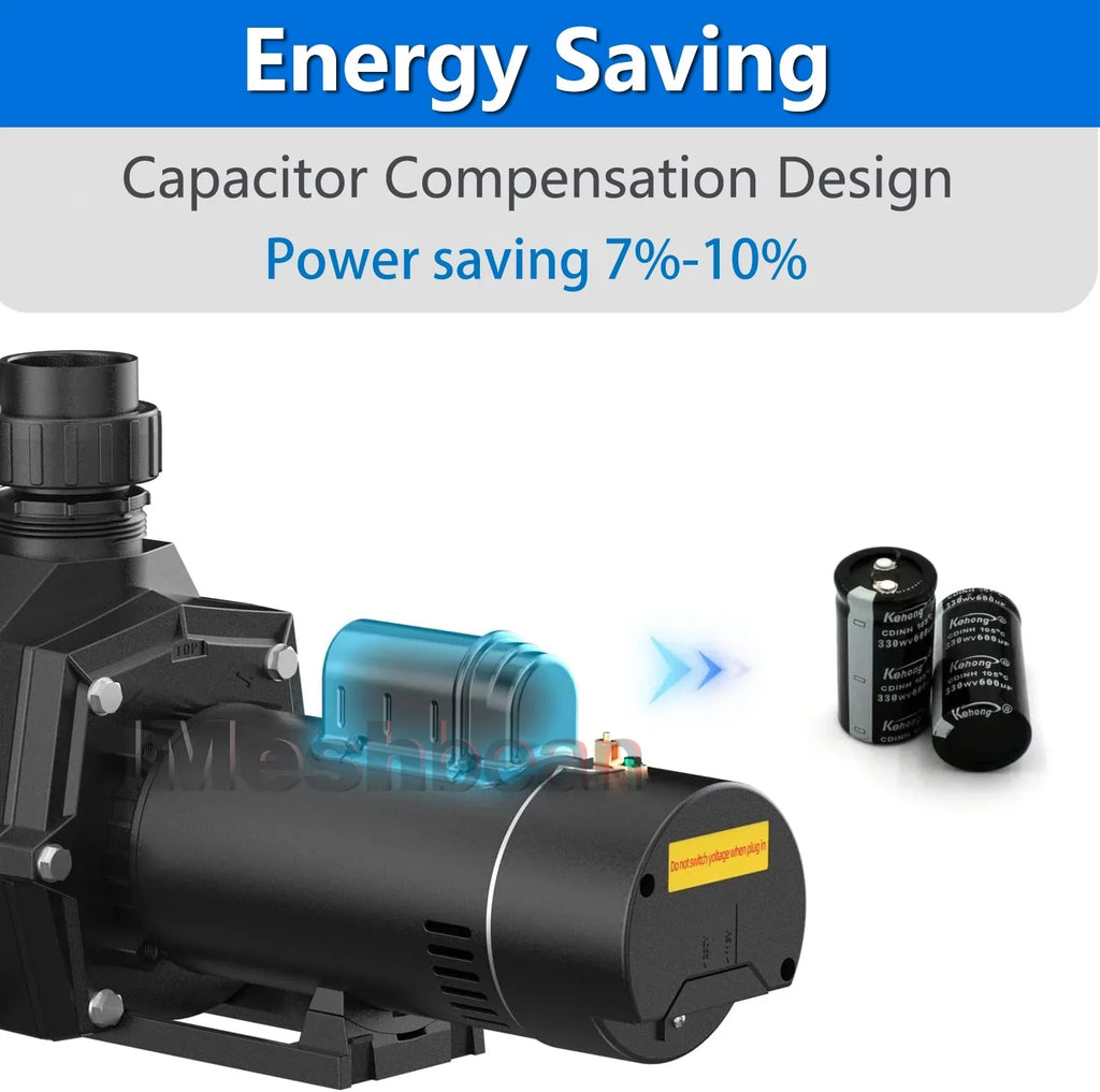 Pool iMeshbean liquid Motor Inground 6000GPH, Swimming Strainer Ground Head Pool Above Max 110V-230V, and Pump, w/ for Pool 1.5HP Basket In-ground Swimming 69FT, Circulation,