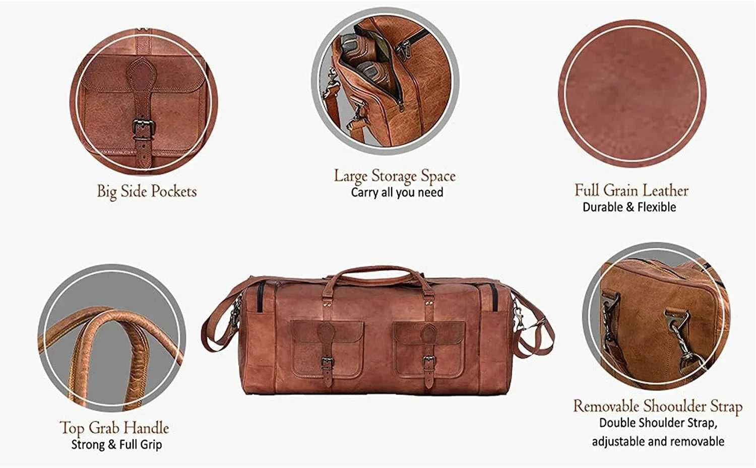 Rajeriya-32 | Bag for Men Duffel Sports Duffel for Bag Men Large Gym | Carryon Travel and Weekender Overnight Bag | Women inch Bag Leather Holdall Luggage