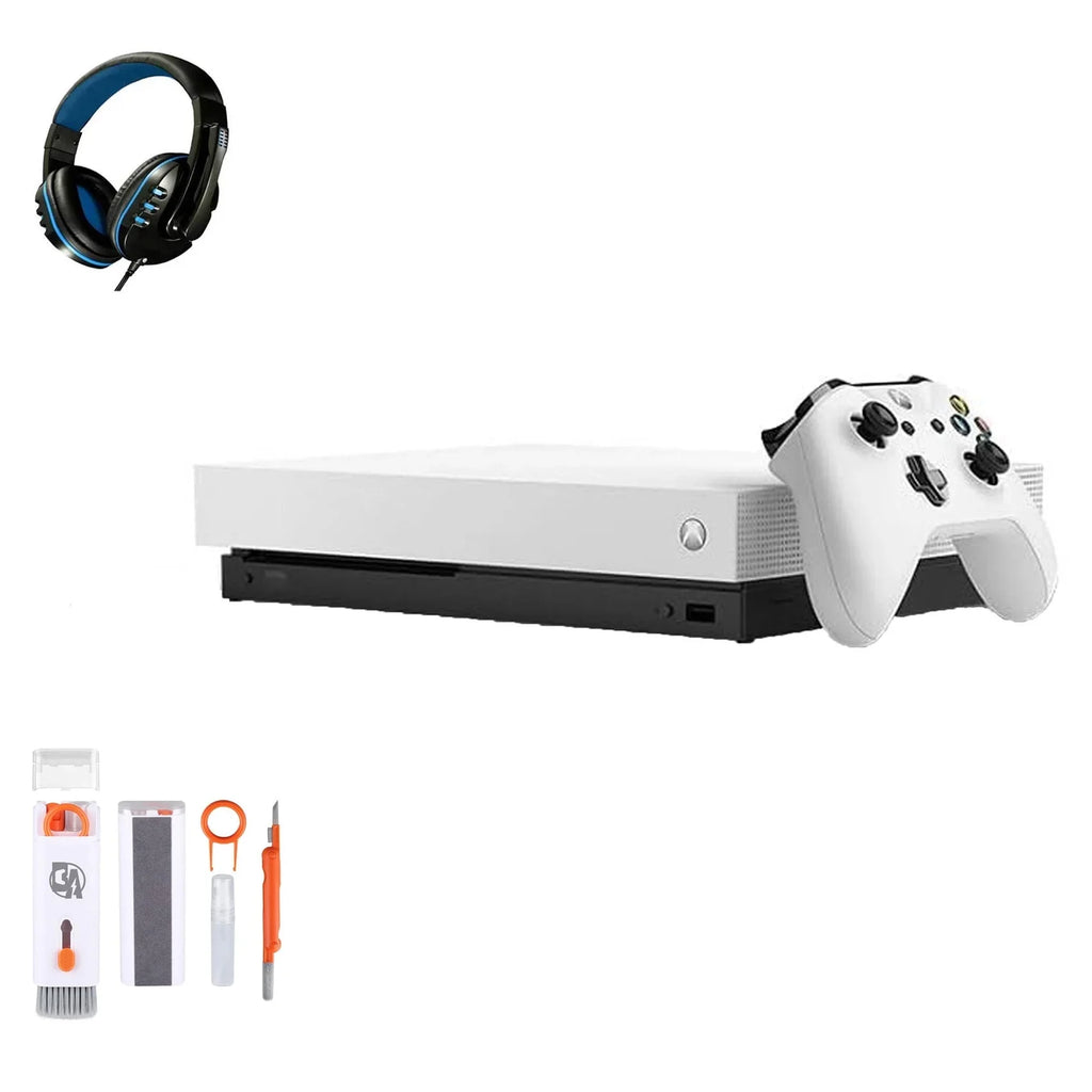X Xbox New) Microsoft Kit White Cleaning One 4K HD BOLT Bundle (Refurbished: Headset AXTION Pre-Owned Like 1TB, with Ultra