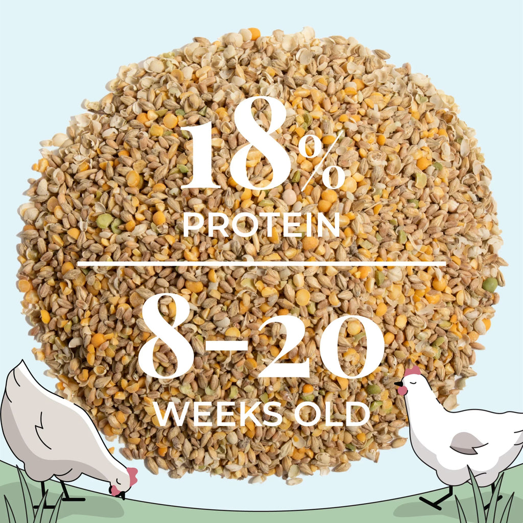 Non-Medicated 46 Non-GMO, 18% | Organic Chicken Grower Feed Mile Certified Certified 100% US | Food Corn-Free, Grain Grains, Whole | Grown | Organic, | Four Protein Soy-Free, lbs. Chicken