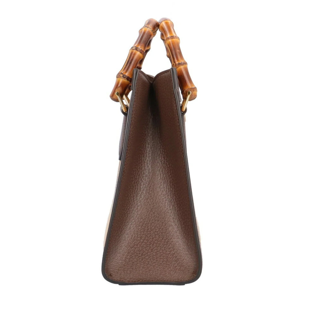 Brown Jumbo Leather Bag Pre-Owned Tote 660195 Women's Mini GG (Good) Bamboo Shoulder Diana 493075