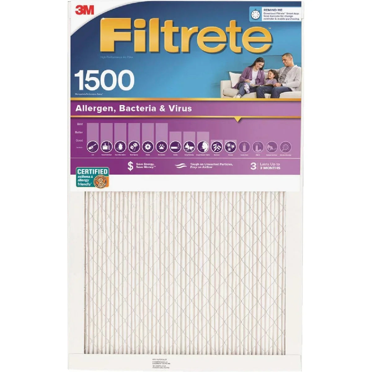 In. 1550 Allergen In. Living 1 Ultra Filter x Filtrete 12 1 Furnace In. Healthy MPR x 12 PK,