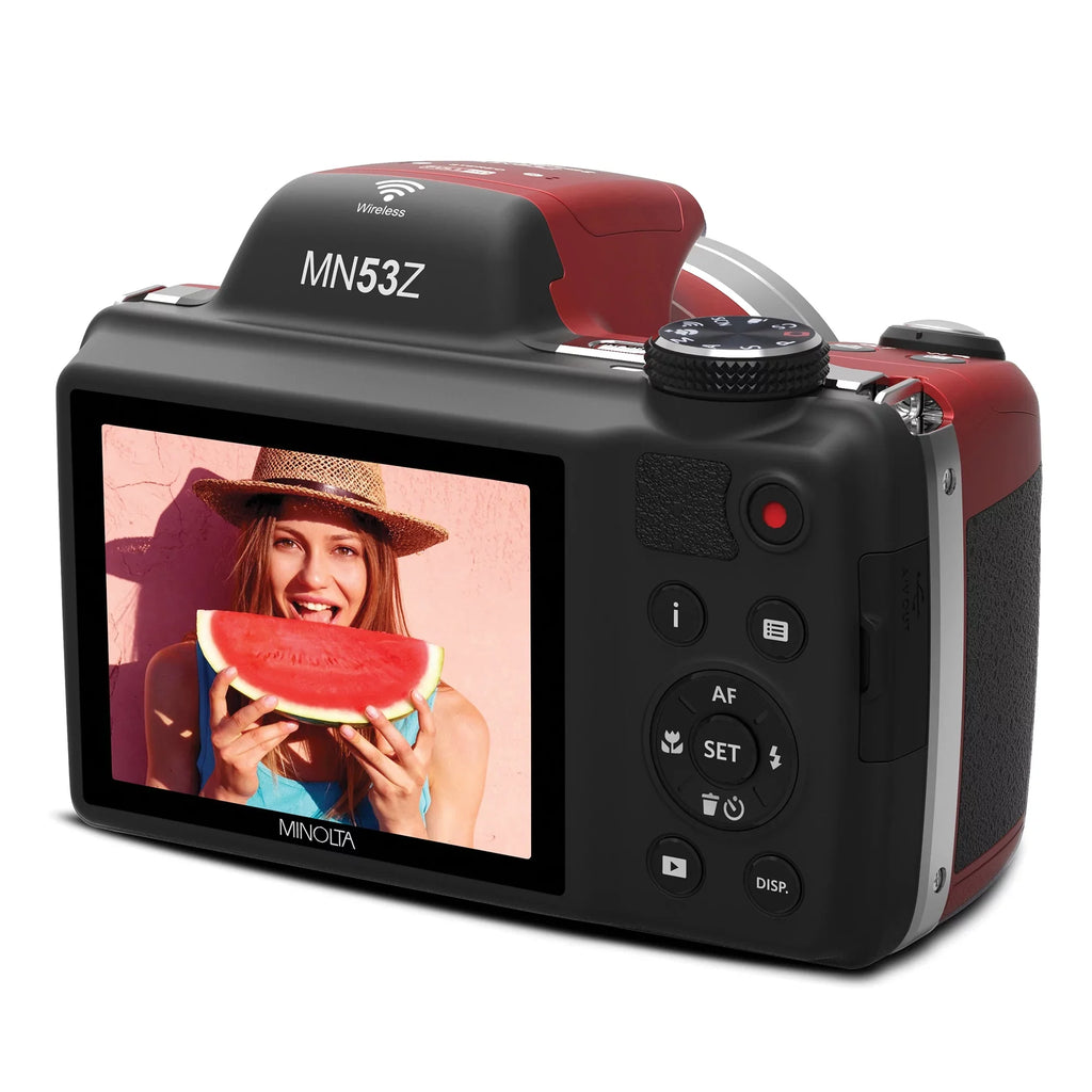 Pro 1080p Pixel Zoom, (MN53Z Mega Optical 16 SD Shot Card with Digital Red) HD 53x & Minolta Full Camera Video HD 16GB