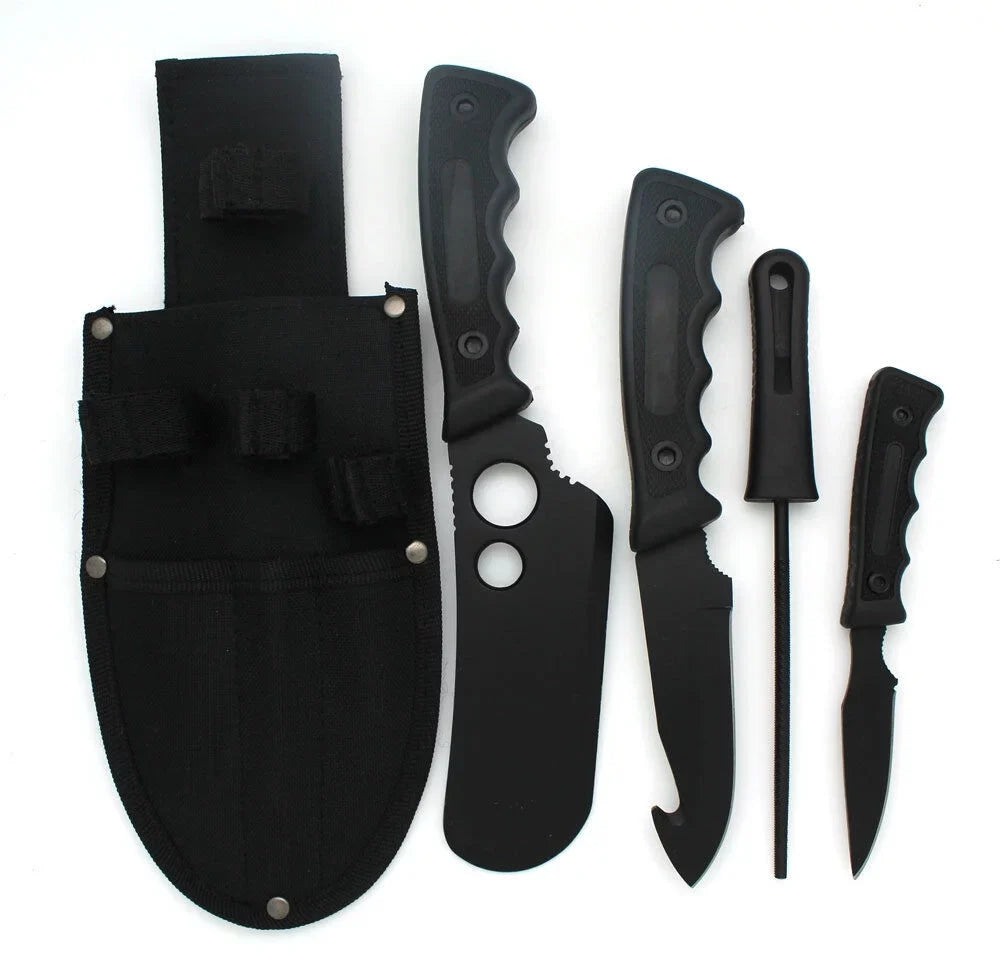 Set Game 5PC Heavy Snake Big Black Eye Knife Tactical Duty Hunting
