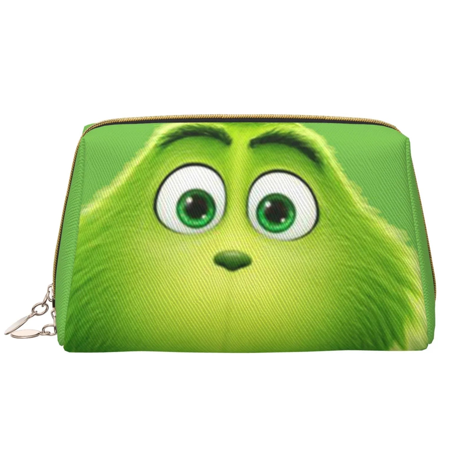 Purse Pouch Bag Makeup Organizer Gift Toiletry Travel Leather Bag Grinch Green Portable Storage Cosmetic