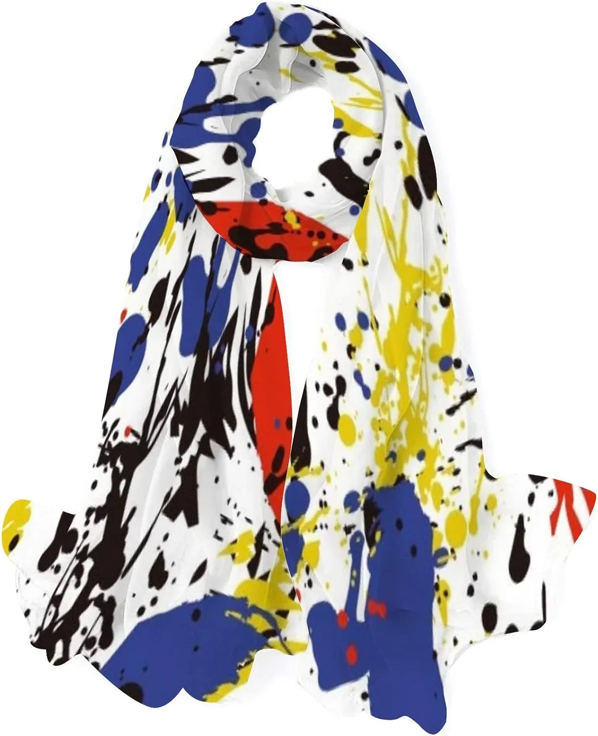 Long Scarf Hyjoy Women Scarves Neck Grunge Shawl design for Girls Abstract Silk Lightweight Wrap
