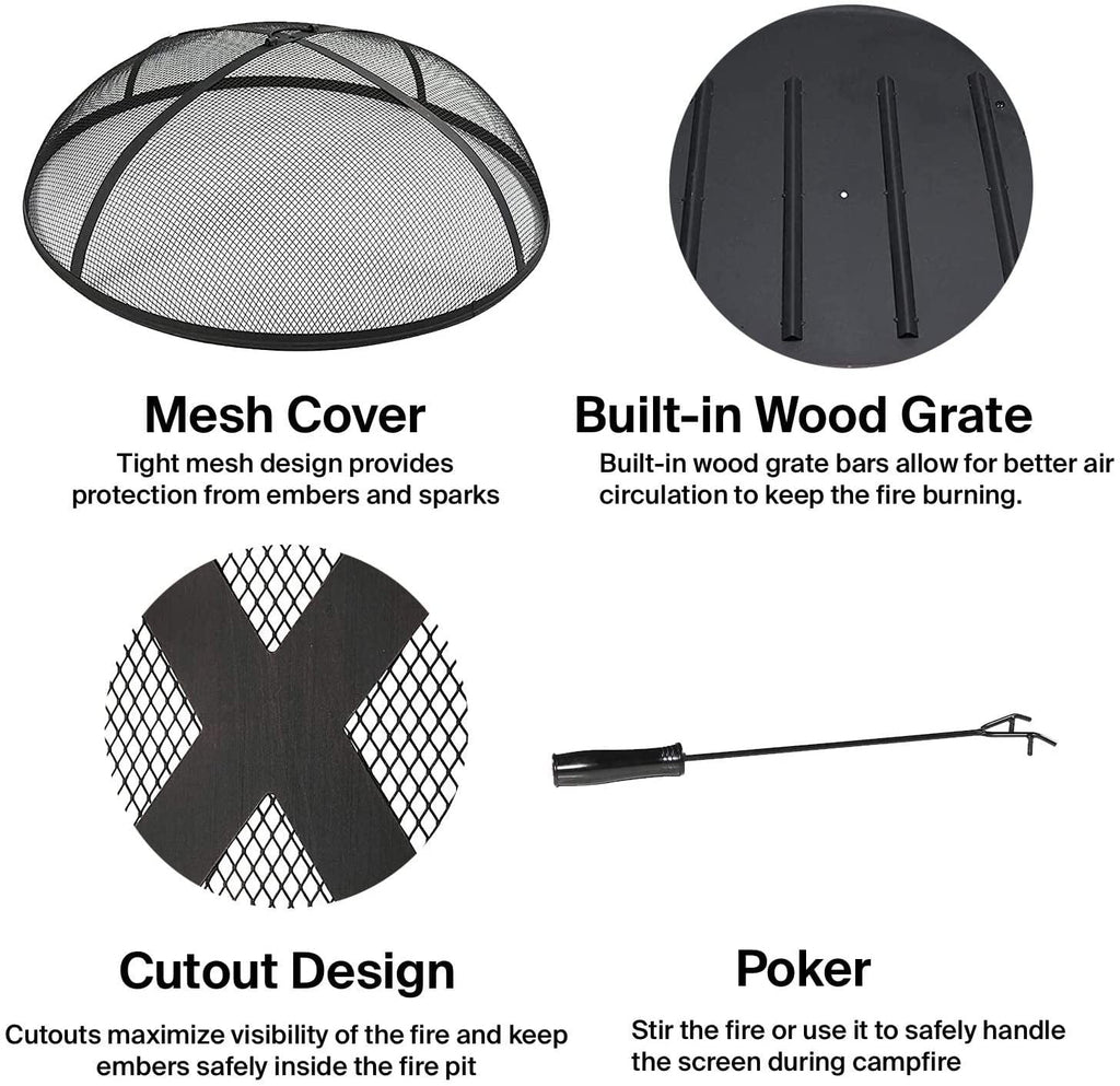 exterior Grill Clover Pit Campfire Portable Fire Burning Pit & Wood
