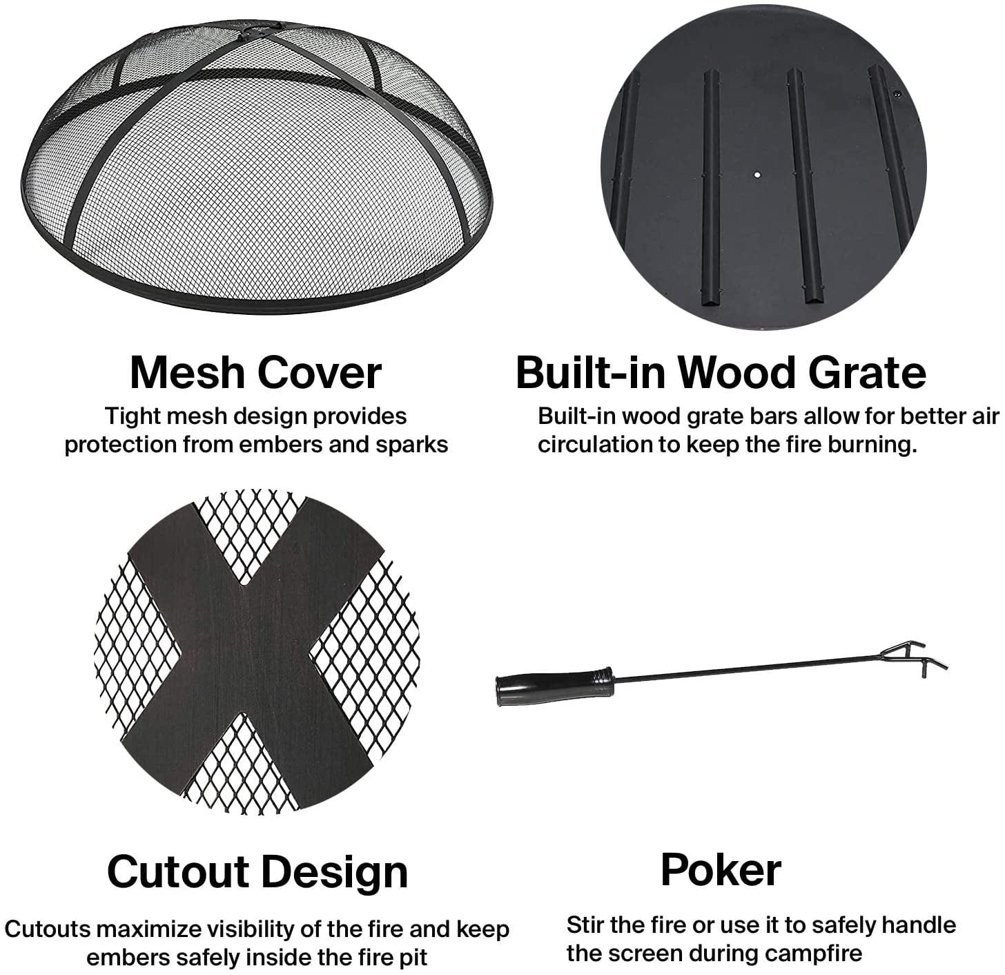 exterior Grill Clover Pit Campfire Portable Fire Burning Pit & Wood
