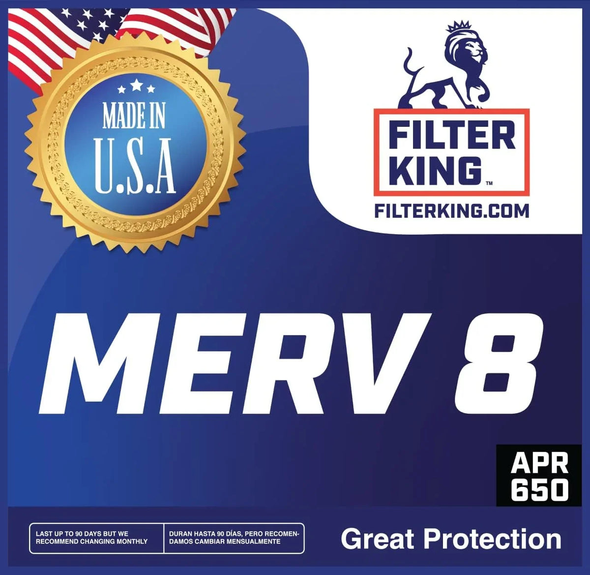 | MERV 8 dimension: Air MADE IN Furnace Pleated USA Filters | x King x | Filter A/C .75" 33.5x33x1 4-PACK 33 | Actual HVAC 33.5 Filter