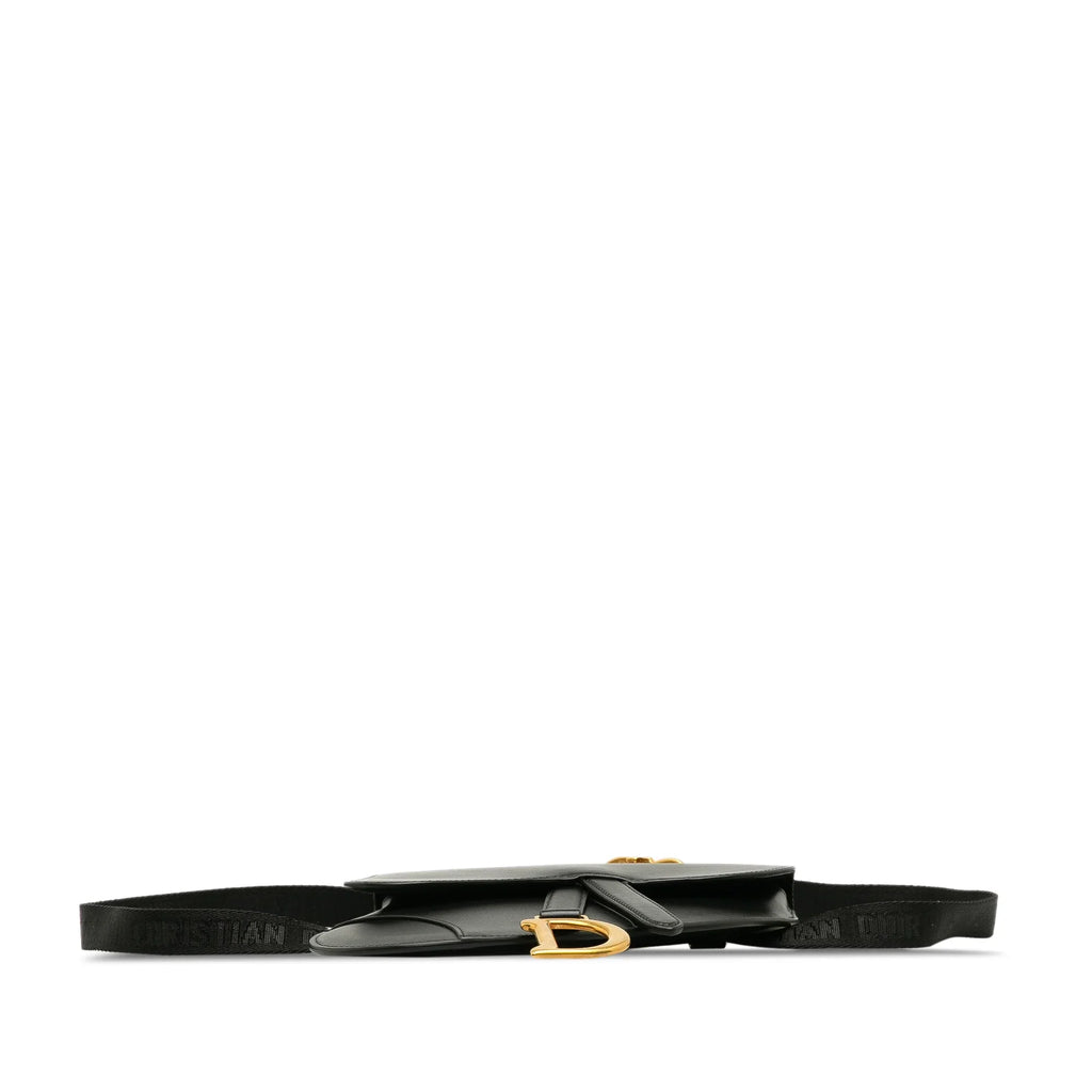 Pre-Owned Bag Unisex Calf Saddle Dior Leather Authenticated Belt Black (Good)