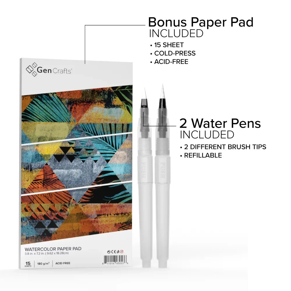 Palette, Watercolor Set 24 Premium Colors GenCrafts of Metallic