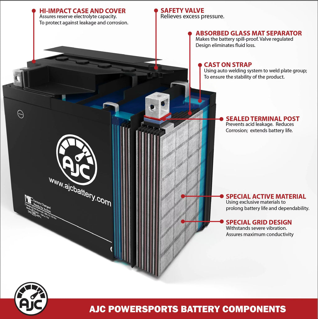 Battery Battery JS400 (Jet with (1976) Ski) Watercraft 400CC AJC Compatible Replacement Kawasaki Personal