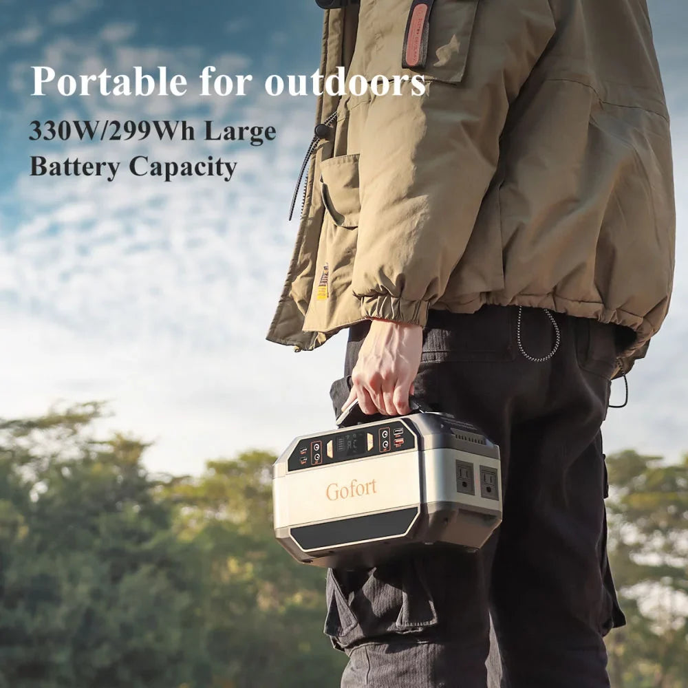 2X Outlets Emergency 299Wh Station, Portable Camping, 110V DC Power USB Backup Generator for and RV 4X AC Supply 12V Power Outlets, Home CPAP, 4X Solar Travel, exterior Outlets Power 330W with