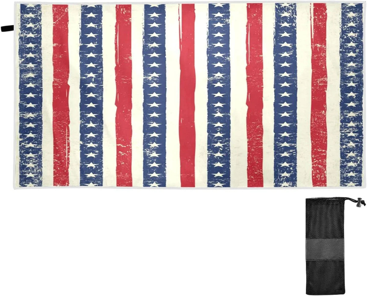 Super for Towels Stripes Lightweight Camping Holiday（90） Swimming Oversized Towel Flag - - American Beach Travel Quick Compact Bestwell Dry Absorbent Towel