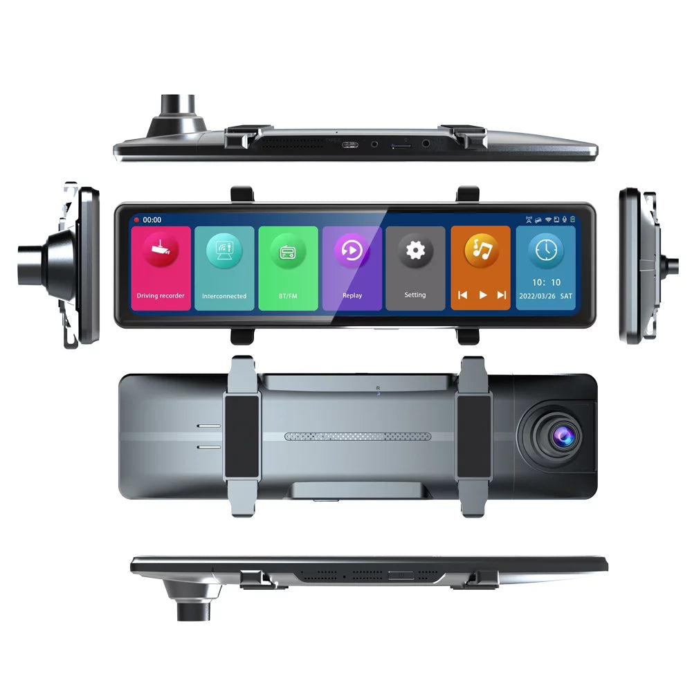 Video Recorder Andoer Screen Mirror Car Car Rearview Cam Car Recording Recorder 3 Clear Driving Auto Dash Cameras 2.5K 12in Touched Carplay